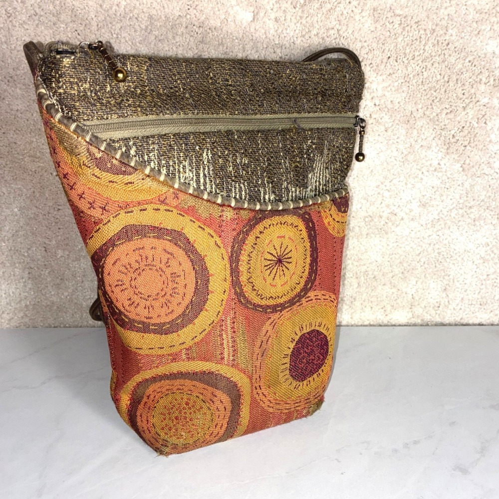 Vintage Maruca Orange Tapestry Crossbody Bag - Handmade Boho Unique Bag